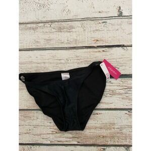 Xhilaration Black High Leg Scoop Waist Bikini Bottom Swimsuit Size M 4-6 NWT